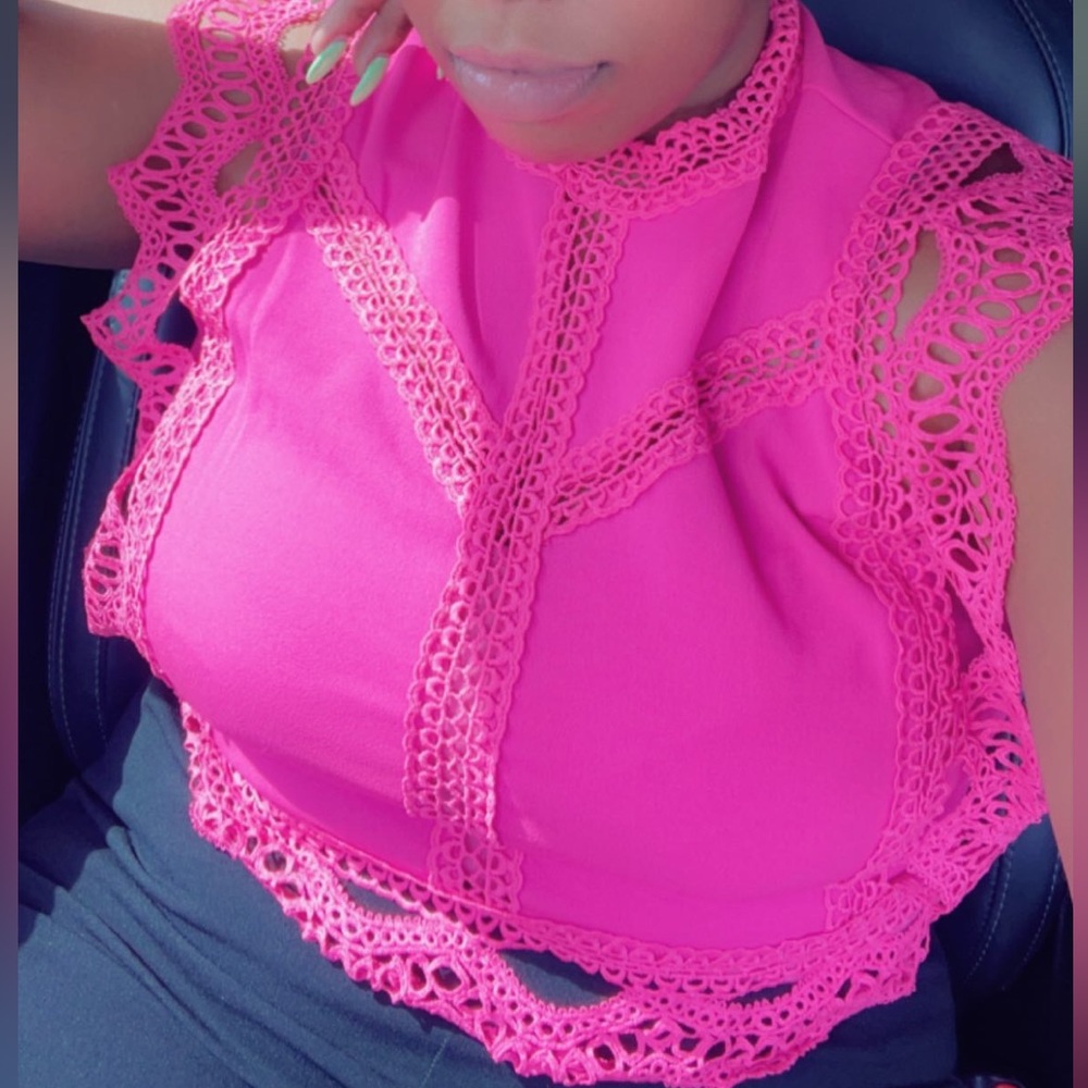 Pink Lace Detail Top